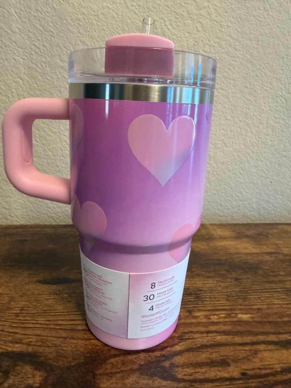 Stanley Pink Heart - 20oz Quencher Tumbler with Handle and Straw - Picture 2 of 3